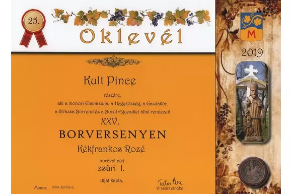 2018-as évjáratú Rozé borunk a zsűri I. díját kapta a XXV. Városi és Térségi Borversenyen